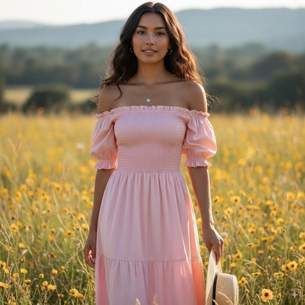 Lusana Marnie Maxi Dress	in Cameo Pink